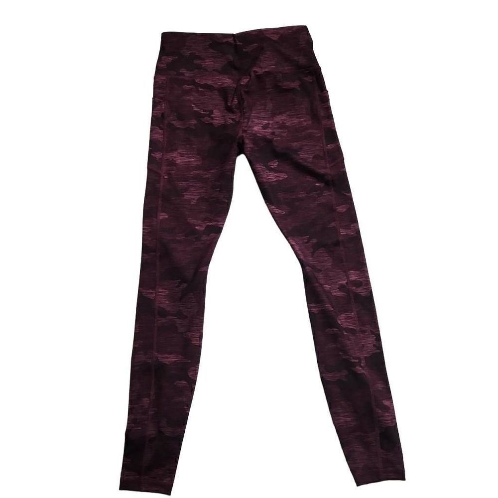 Avia Ladies Pink Marled Camo Print Athletic Leggings with Side Pockets - Size Sm